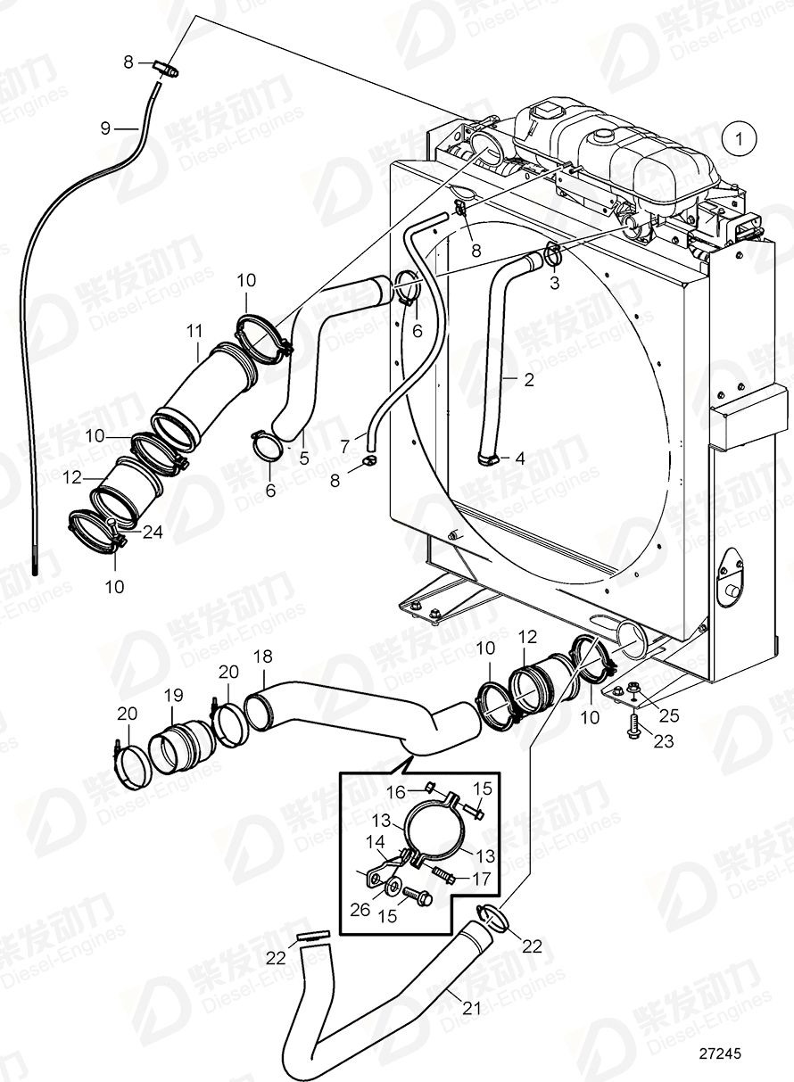 volvo penta Charge air pipe 21146993 Drawing volvo penta Charge air pipe 21146993 Drawing